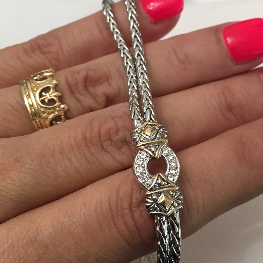 John Medeiros 2 Tone 6.5” Crystal Bracelet Sm